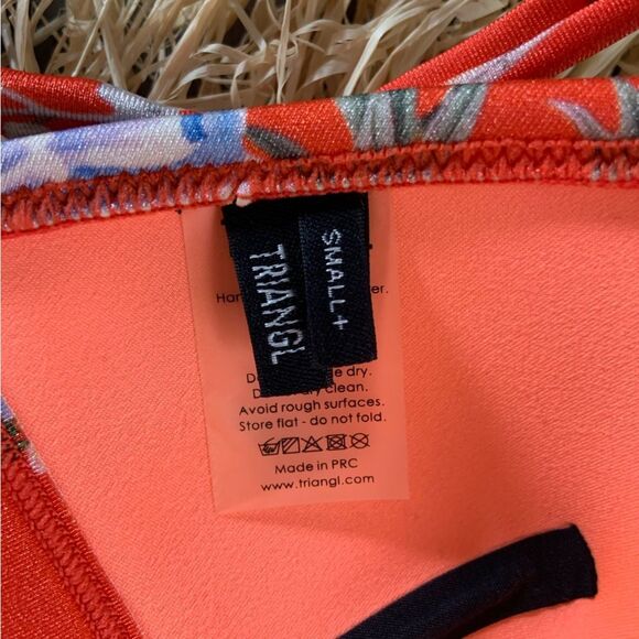 TRIANGL Women’s Triangle Bikini Swim Top Orange Parrot Floral Size Small - Picture 10 of 11